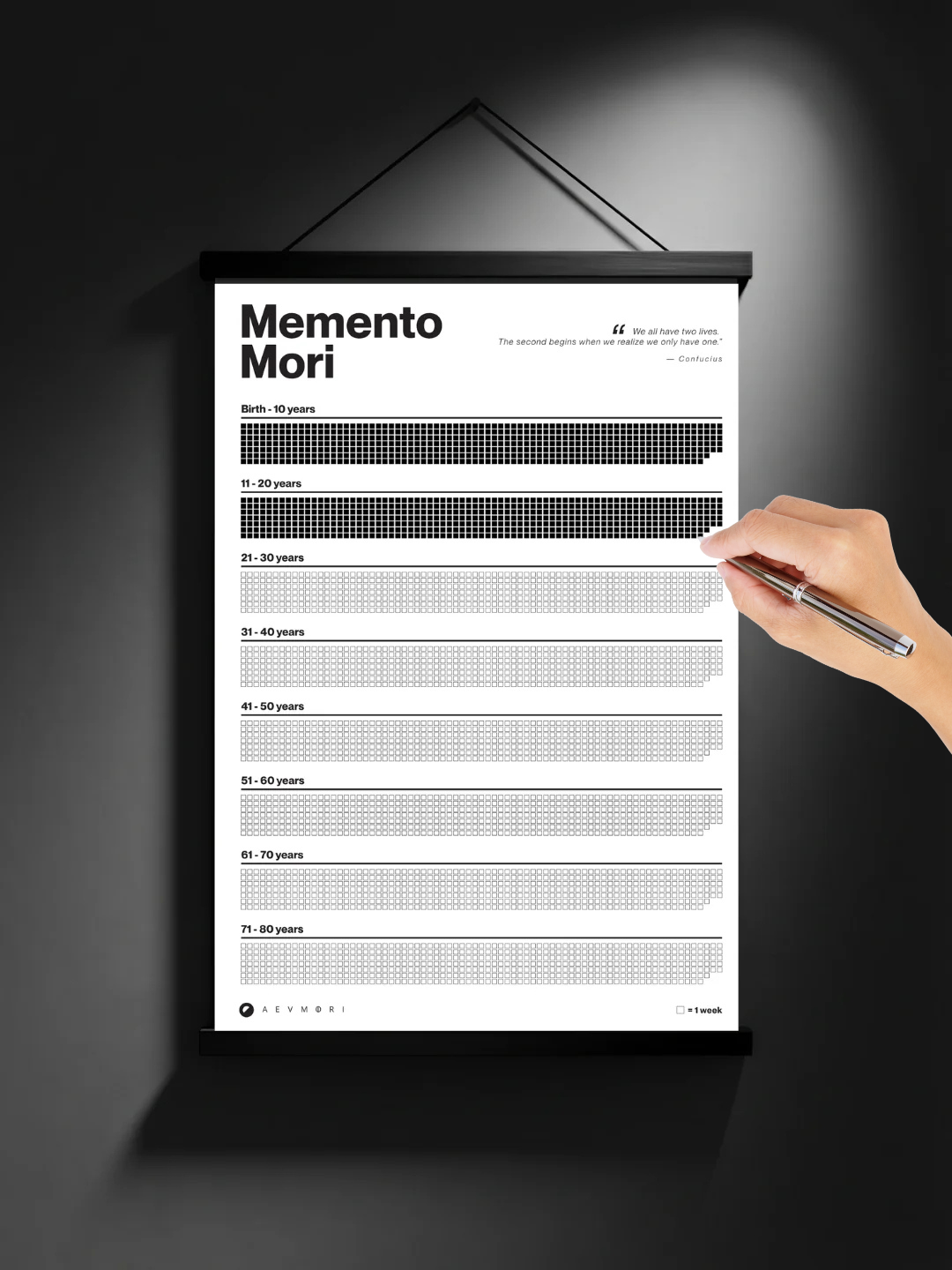 Memento Mori Life Calendar with Hanger